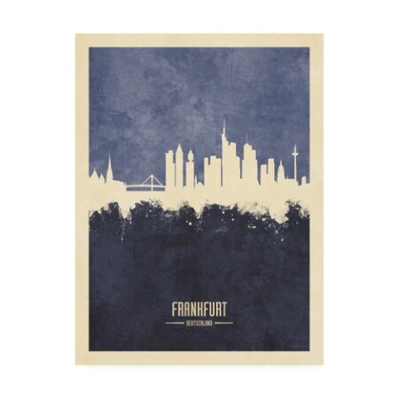 Trademark Fine Art Michael Tompsett 'Frankfurt Germany Skyline Navy' Canvas Art, 24x32 MT02639-C2432GG